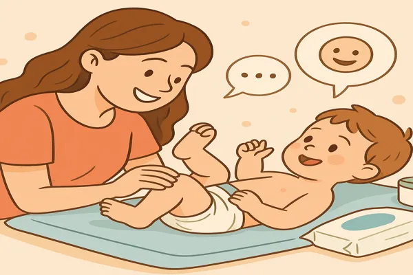 Falando durante as trocas de fralda